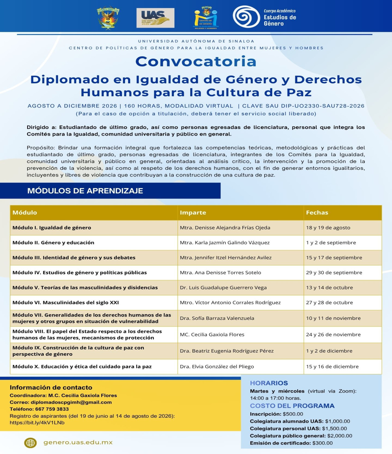 INSCRíBETE AL DIPLOMADO AGOSTO DICIEMBRE 2026